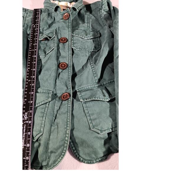 GAP Women’s Utility Jacket Size 4 Green Cotton Military Button Up Coat Lined - Picture 4 of 9